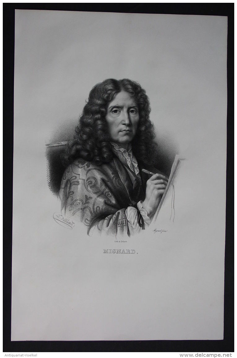 Pierre Mignard Maler Painter Peintre Lithographie Portrait Folio - Stiche & Gravuren