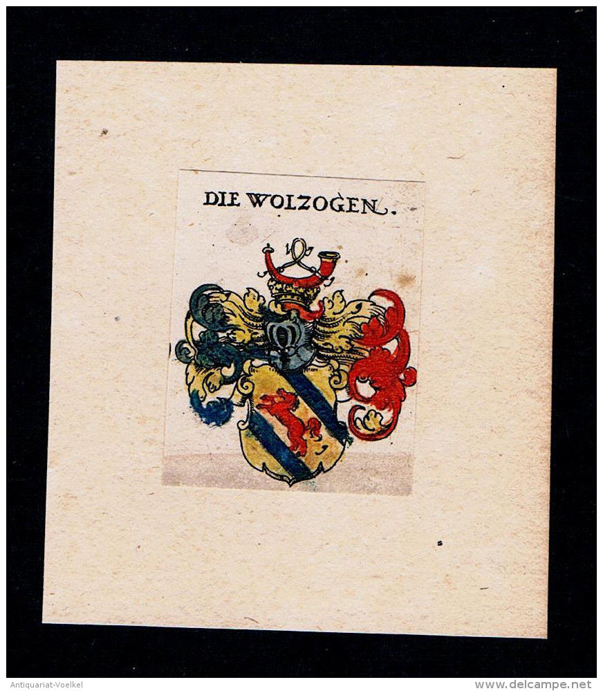 . - Wolzoger Wolzogen Wappen Coat Of Arms Heraldry Heraldik Kupferstich - Stiche & Gravuren