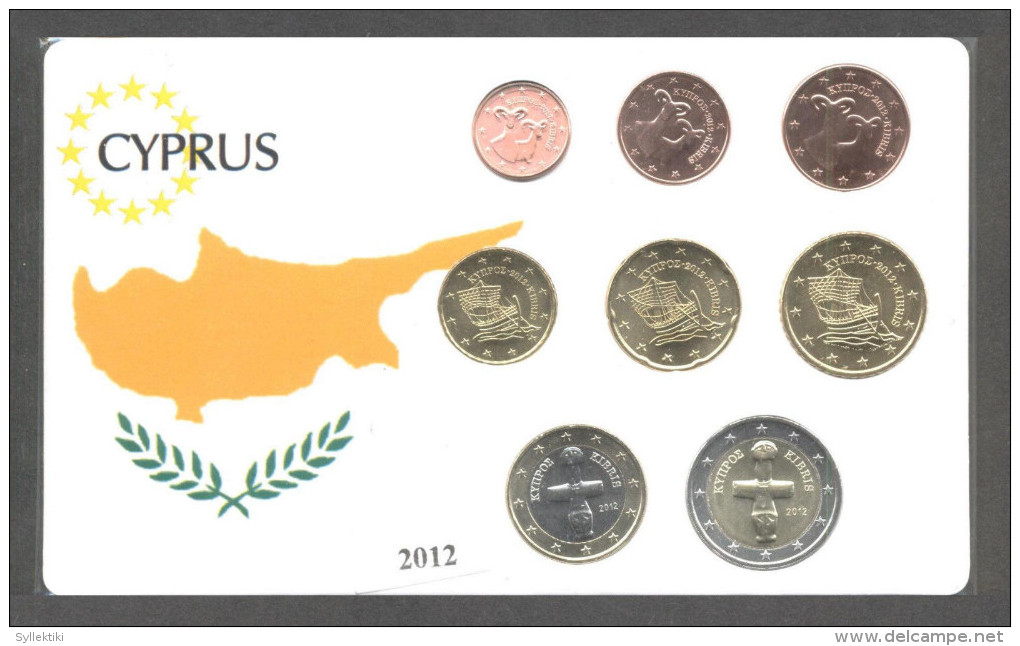 CYPRUS 2012 COMPLETE EURO COINS SET UNC IN NICE PACKING - Cipro