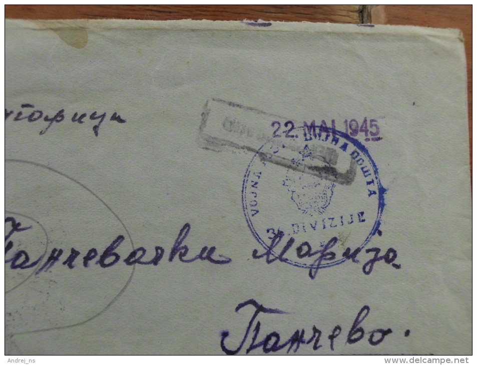 Vojna Posta 36 Divizije 22 Maj 1945  To Pancevo - Briefe U. Dokumente