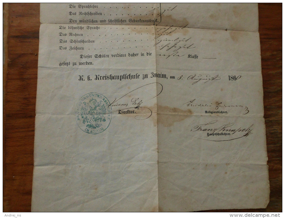 Znaim 1860 Schulzengnis - Documents Historiques