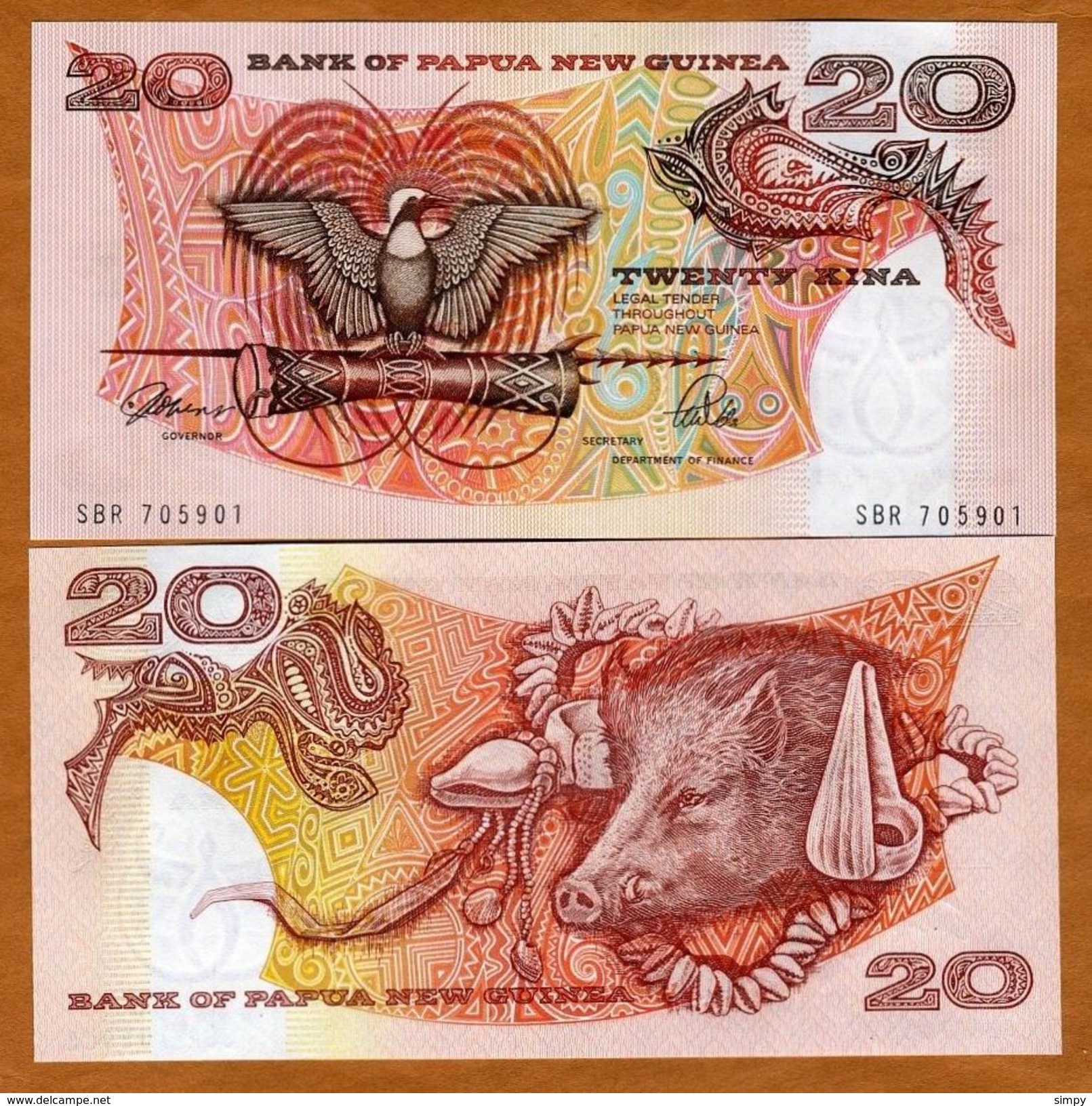 PAPUA NEW GUINEA 20 Kina  1981-1985 UNC Pick 10a  Prefix SBR - Papouasie-Nouvelle-Guinée