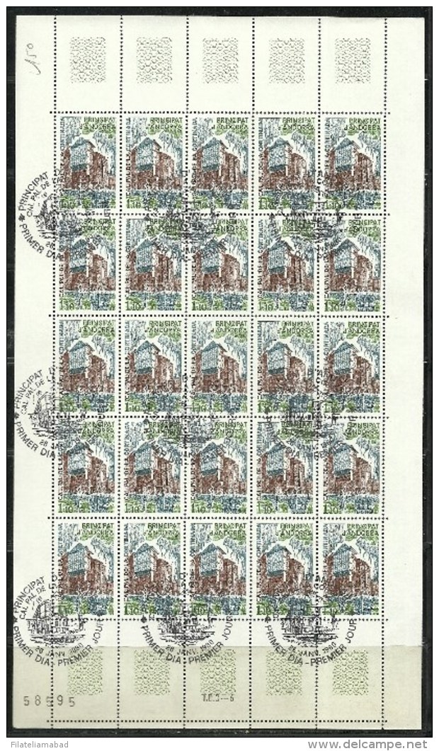 ANDORRA CORREO RANCES HOJA ENTERA DE 25 SELLOS MATASELLADOS Nº 282 (C.H.C.11.16) - Blocs-feuillets