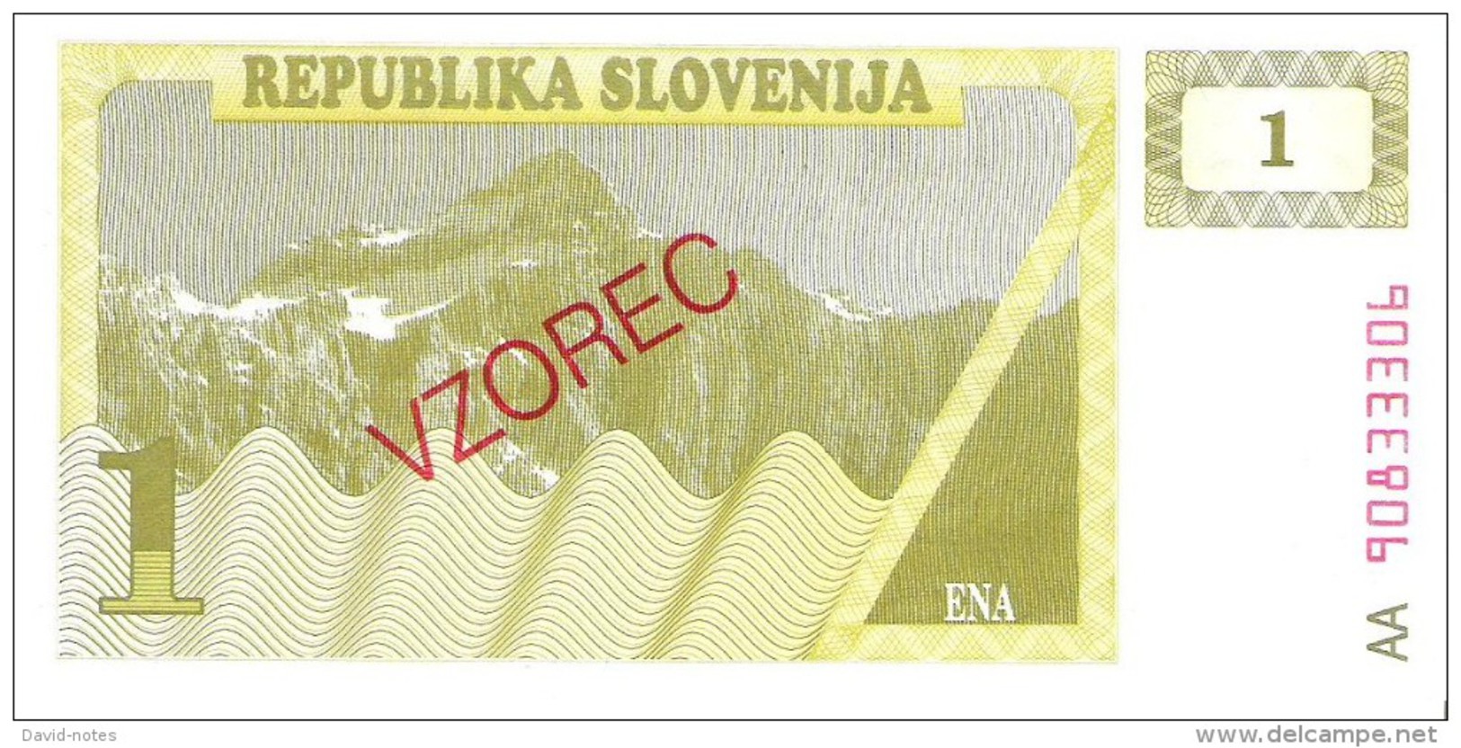 Slovenia - Pick 1s1 - 1 Tolar 1990 - Unc - SPECIMEN - VZOREC - Slovenia