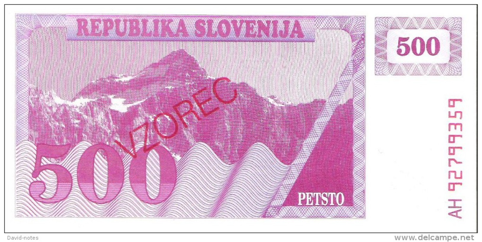 Slovenia - Pick 8s1 - 500 Tolarjev 1990 - Unc - SPECIMEN - VZOREC - Slovenia