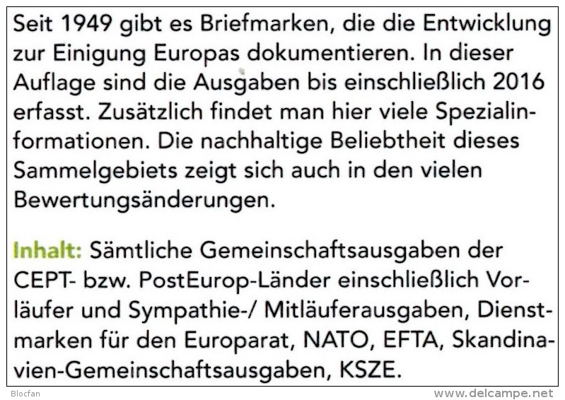 CEPT MlCHEL Briefmarken Katalog 2017 New 58€ EUROPA-Rat Vorläufer Mitläufer E NATO EFTA KSZE Symphatie Catalogue Germany - Other & Unclassified