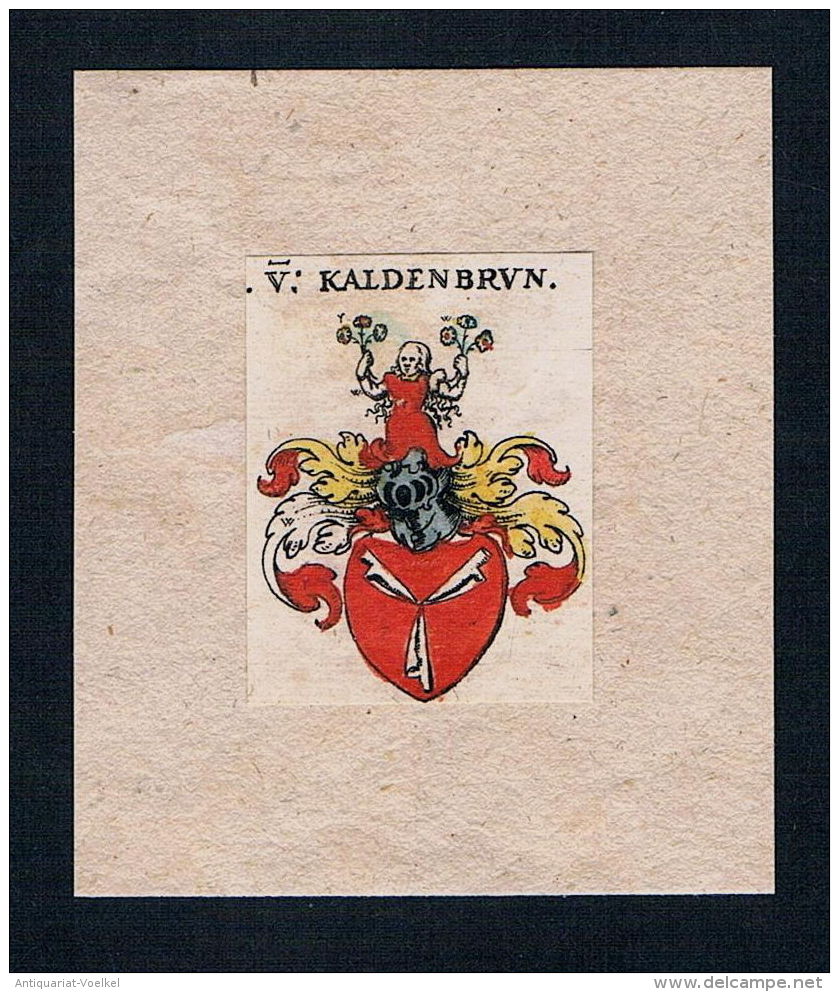 . Von Kaldenbrun Wappen Coat Of Arms Heraldry Heraldik Kupferstich - Prints & Engravings