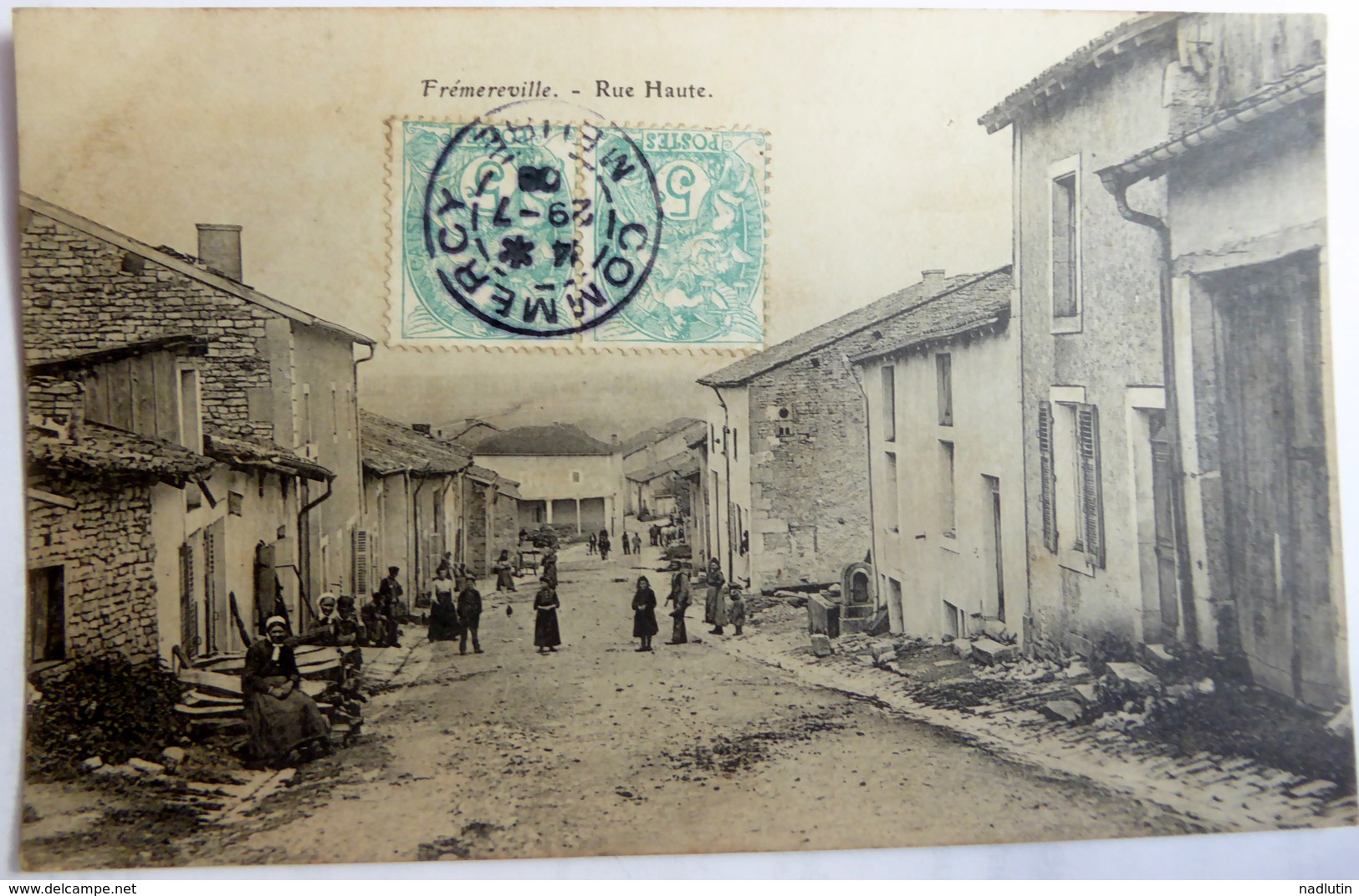 CPA 55 - Frémereville - Rue Haute - 1906 - Animée - Double Timbrage - Autres & Non Classés