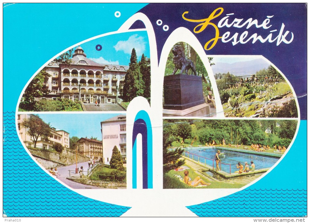 L0553 - Czechoslovakia (1974) Jesenik 1 (postcard Spa Jesenik) Tariff 30 H (stamp: Anniversary Federation, Color Shift!) - Variétés Et Curiosités