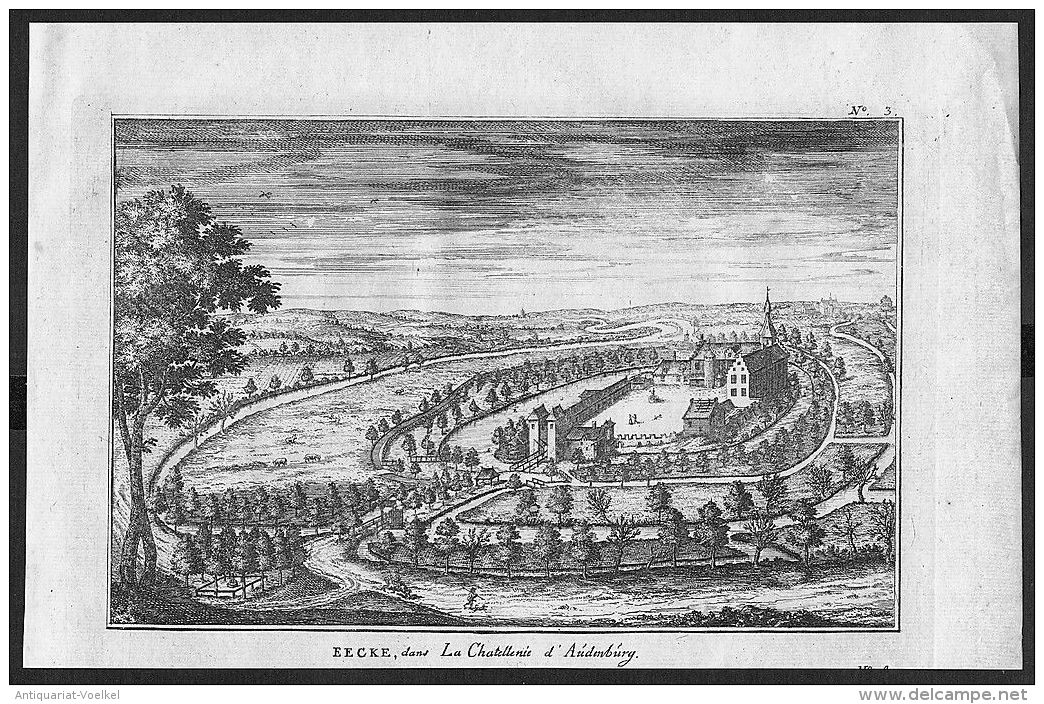 Chateau Audenburg Eecke Gravure Kupferstich Engraving - Stiche & Gravuren