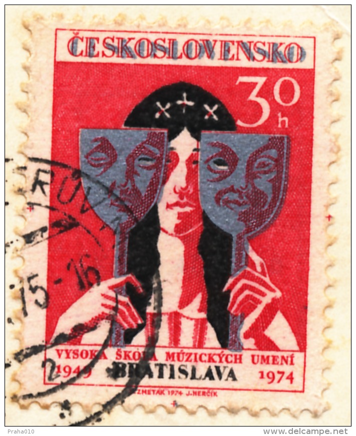 L0557 - Czechoslovakia (1975) 543 51 Spindleruv Mlyn (postcard: Krkonose Mount.) Tariff 30 H (stamp: Silver Color Shift) - Variétés Et Curiosités