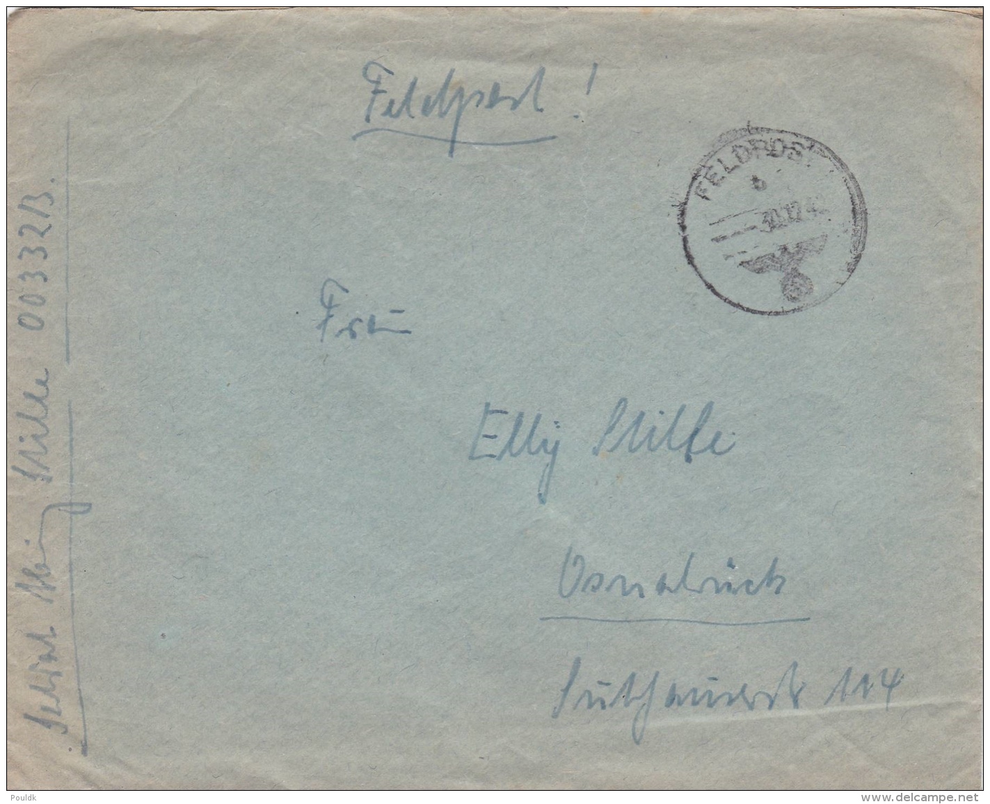 Feldpost WW2: From Northern Russia -  Jäger-Regiment 56 (1./I)  FP 00332B P/m 30.12.1942 - Cover Only  (SKO16-11) - Militaria