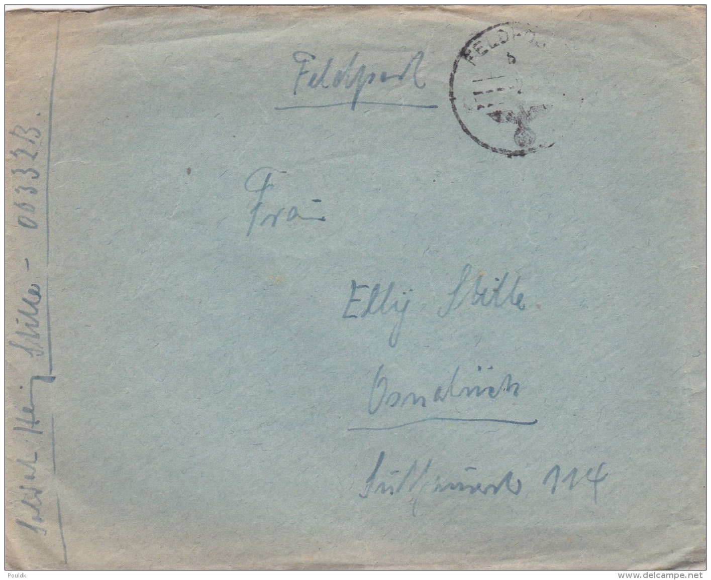 Feldpost WW2: From Northern Russia -  Jäger-Regiment 56 (1./I)  FP 00332B P/m 2.12.1942 - Cover Only (SKO16-11) - Militaria