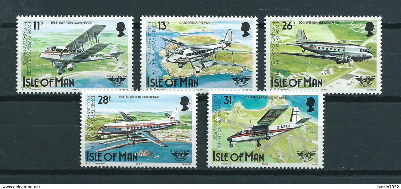 1984 Isle Of Man Complete Set Airplanes MNH/Postfris/Neuf Sans Charniere - Man (Eiland)