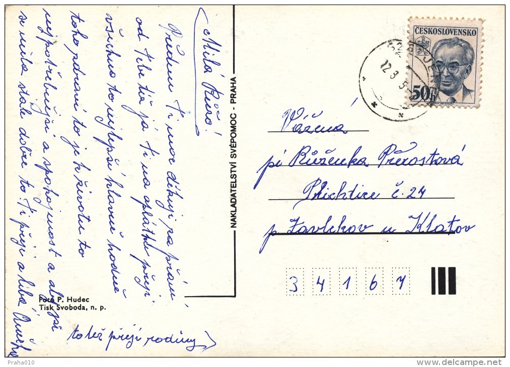 L0574 - Czechoslovakia (1985) 262 61 Jenec (postcard) Tariff: 50 H (stamp: President Gustav Husak - Shift Bright Colors) - Plaatfouten En Curiosa