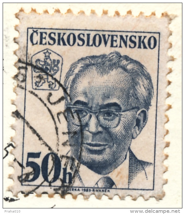 L0574 - Czechoslovakia (1985) 262 61 Jenec (postcard) Tariff: 50 H (stamp: President Gustav Husak - Shift Bright Colors) - Variétés Et Curiosités