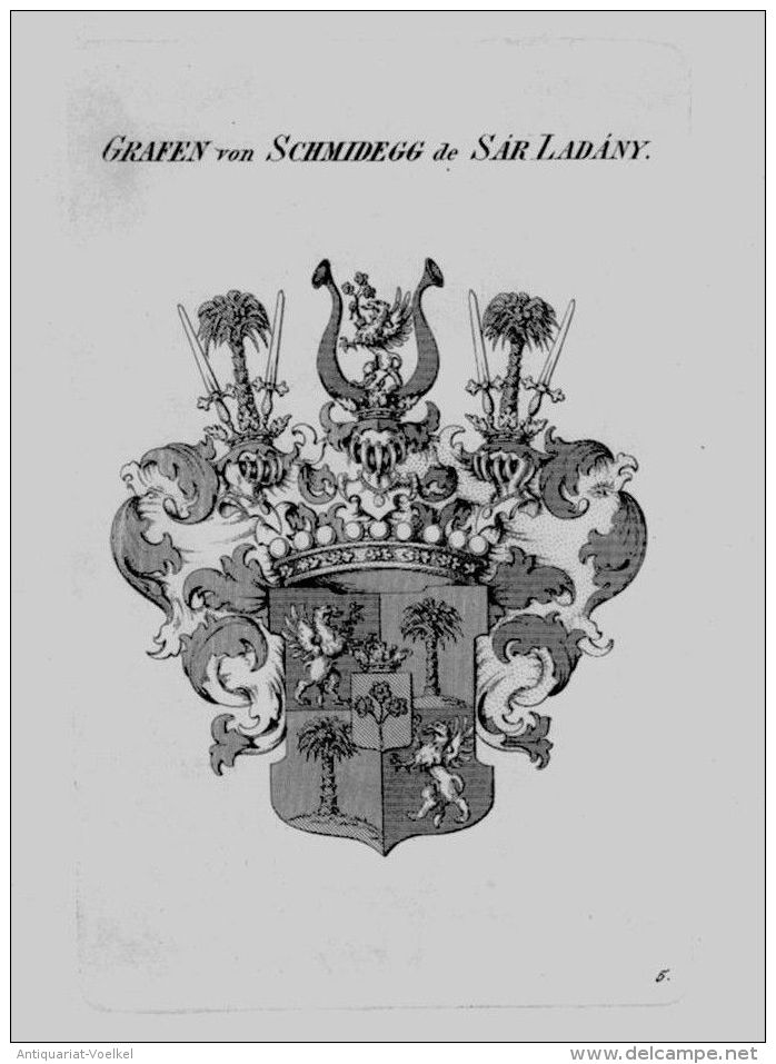 Schmidegg De Sar Ladany Wappen Coat Of Arms Heraldry Heraldik Kupferstich - Stiche & Gravuren