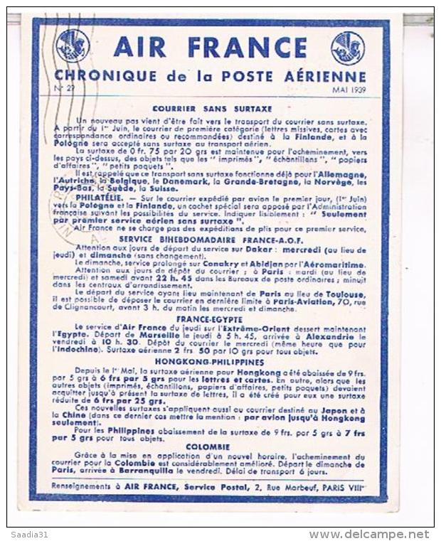 AIR FRANCE  CHRONIQUE  DE LA POSTE  AERIENNE  COURRIER  SANS  SURTAXE  N°29  TBE  LL140 - Aérodromes