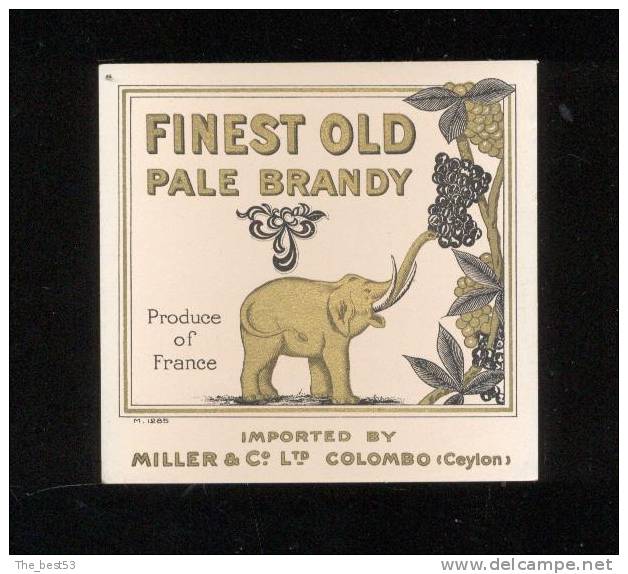 Etiquette De  Brandy   Finest Old Pale  -  Miller    (thème Eléphant) - Autres & Non Classés