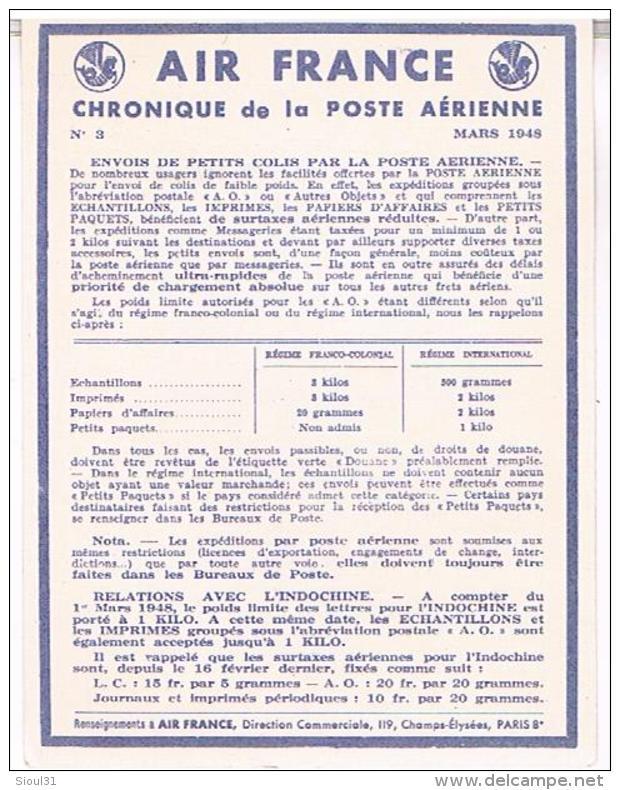 AIR FRANCE  CHRONIQUE  DE LA POSTE  AERIENNE 1948      N°3 TBE - Aerodromes