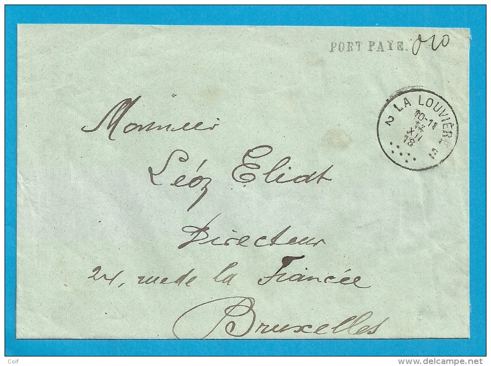 Brief Met Stempel LA LOUVIERE Met Stempel  PORT PAYE (noodstempel) - Fortune Cancels (1919)