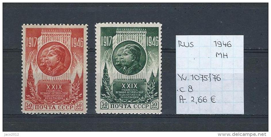 USSR 1946 - YT 1075/76 Postfris Met Plakker/neuf Avec Charnière/MH - Unused Stamps