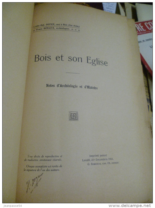 Bois Et Son église. Notes D'archéologie Et D'histoire. Par Hub. Doyen Et Firmin Hénaux. - Belgien