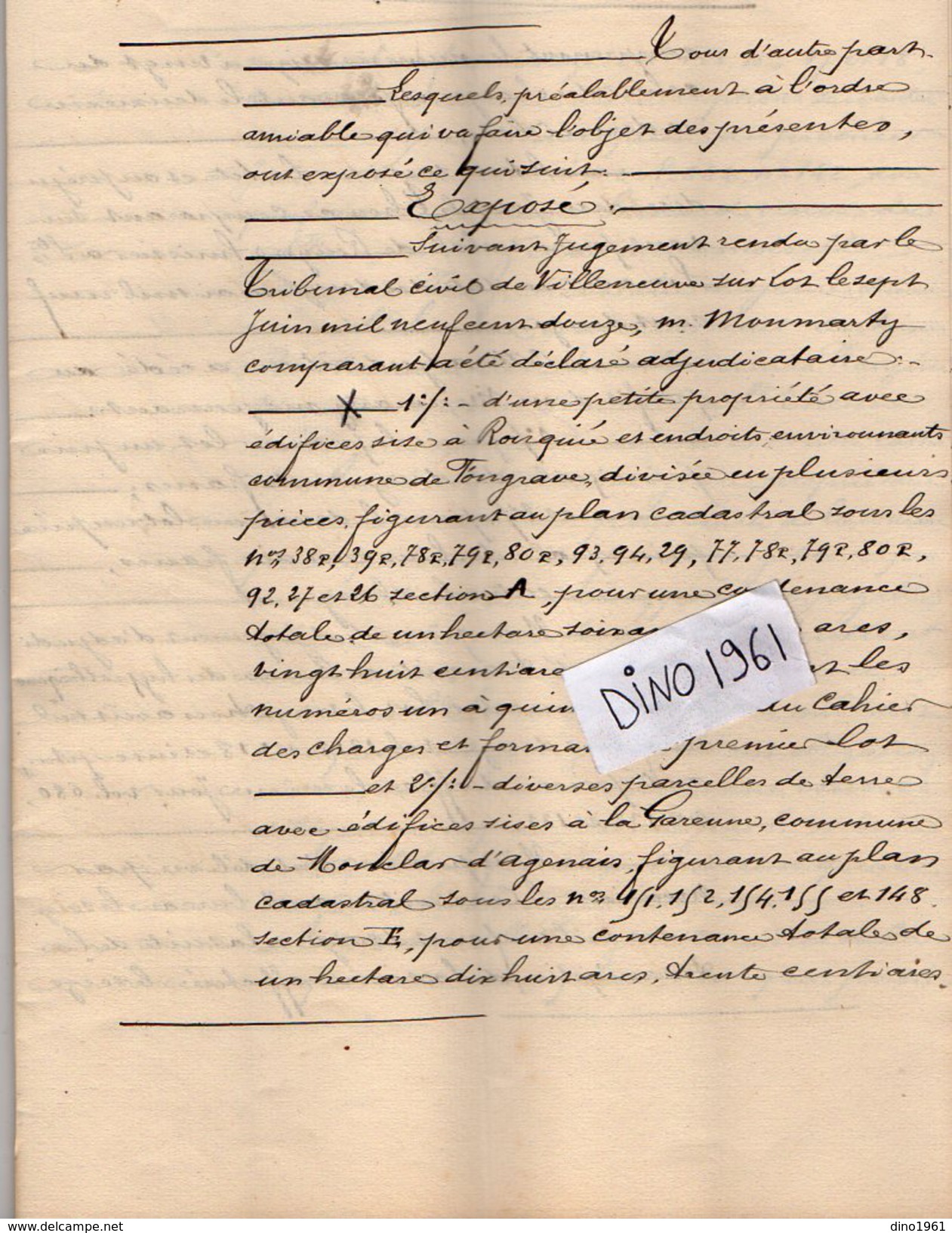 VP6251 - SAINTE LIVRADE - Acte De 1914 - Quittance D'Ordre MOUMARTY & THOMAS à FONGRAVE & PERRY - Collections