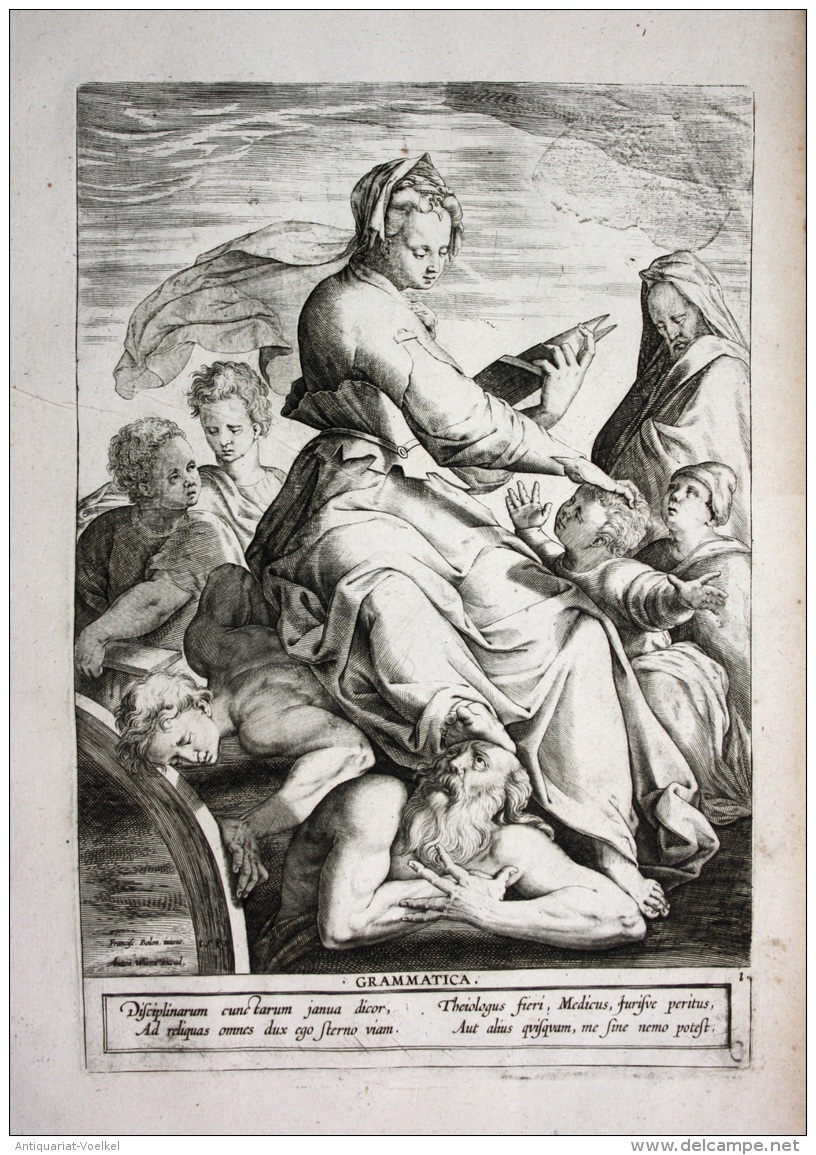 Antonius Wierix - Francesco Primaticcio - Seven Liberal Arts - 1585 Engraving - Stiche & Gravuren