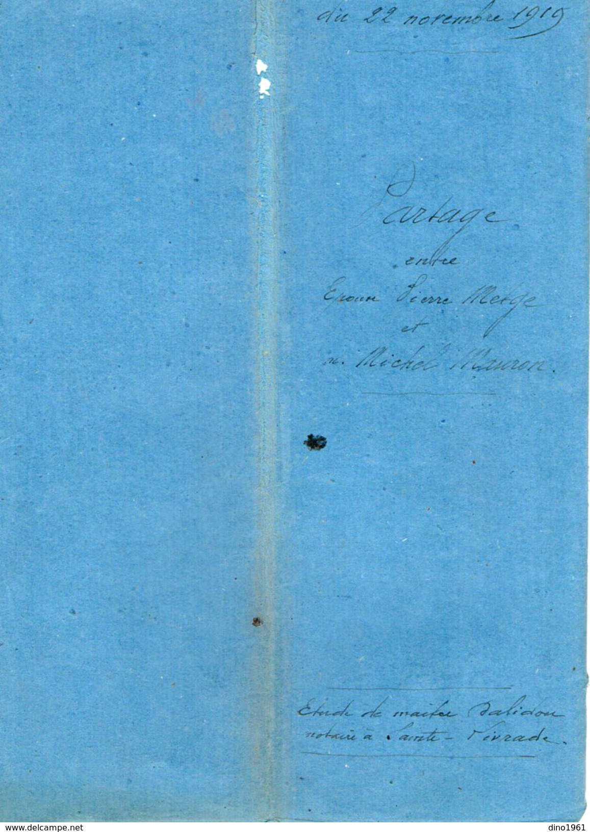 VP6252 - SAINTE LIVRADE - Acte De 1919 - Partage Entre P.MERGE & M.MAURON à DOLMAYRAC & LEDAT - Collections