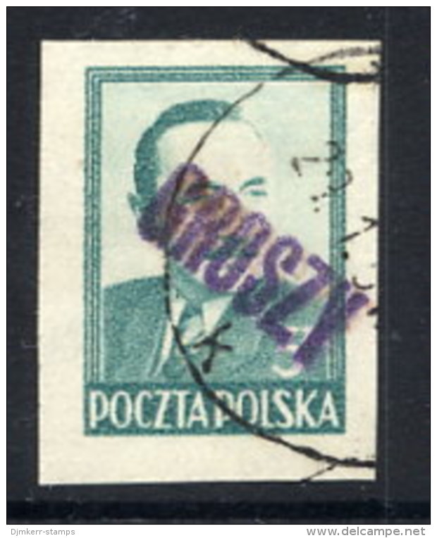 POLAND 1950 Currency Reform Handstamp On  Bierut Definitive 3 Zl. Imperforate, Used.  Michel 622 - Used Stamps