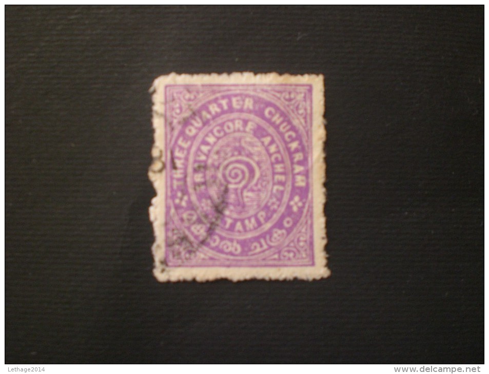 TRAVANCORE 1921  3/4 Ch VIOLET- LILE C. YVERT N.14 A - Travancore