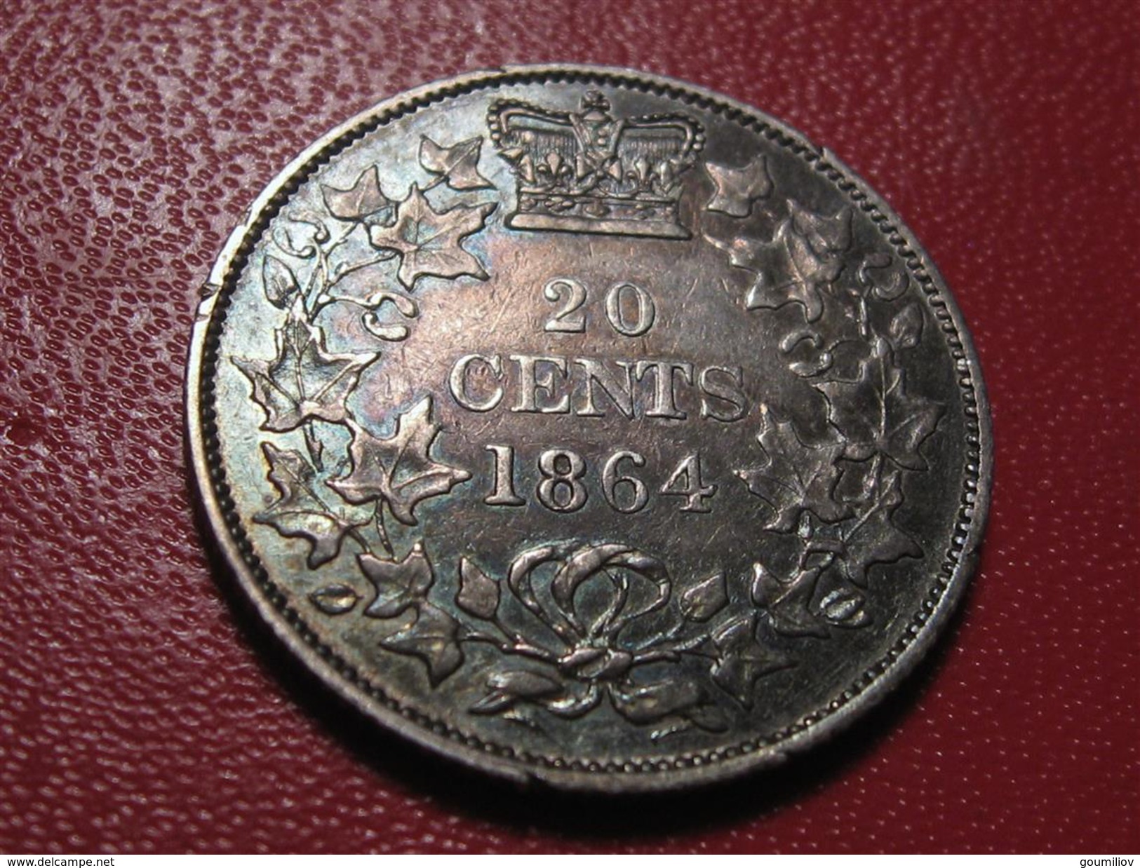 Canada - New Brunswick - 20 cents 1864 - Magnifique patine multicolore 0852