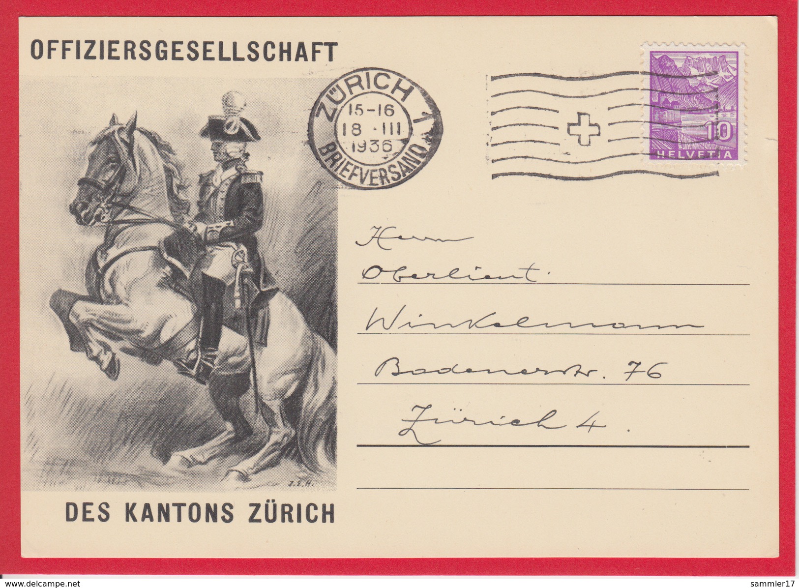 MILITÄR, MILITAIRE, OFFIZIERSGESELLSCHAFT DES KANTONS ZÜRICH - St. Anton