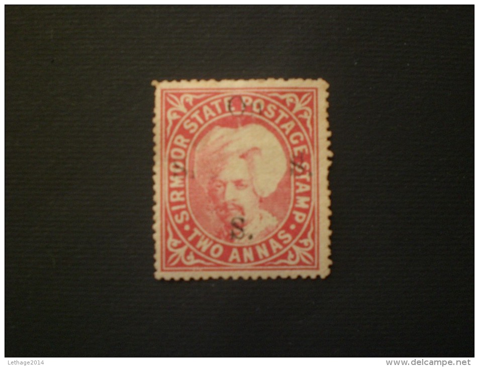 SIRMUR 1890 TIMBRE DE SERVICE SHAMSHER PARKASH  2 A ROUGE C. YVERT N. 6 I TYPE - Sirmur