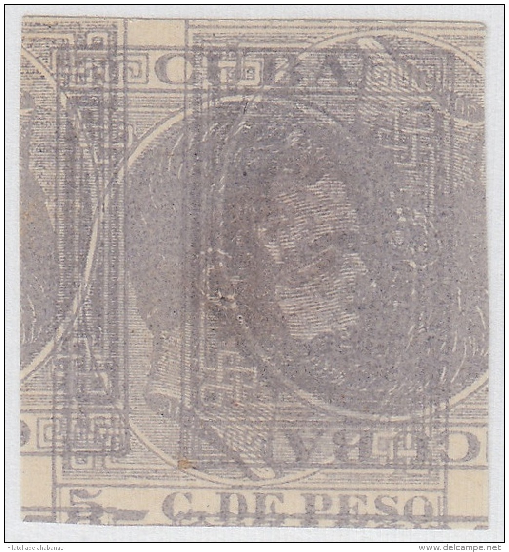 1884-27 CUBA ESPAÑA SPAIN. ALFONSO XII. 1884. Ed.100 5c PROOF PRUEBA MACULATURA IMPERF - Prephilately