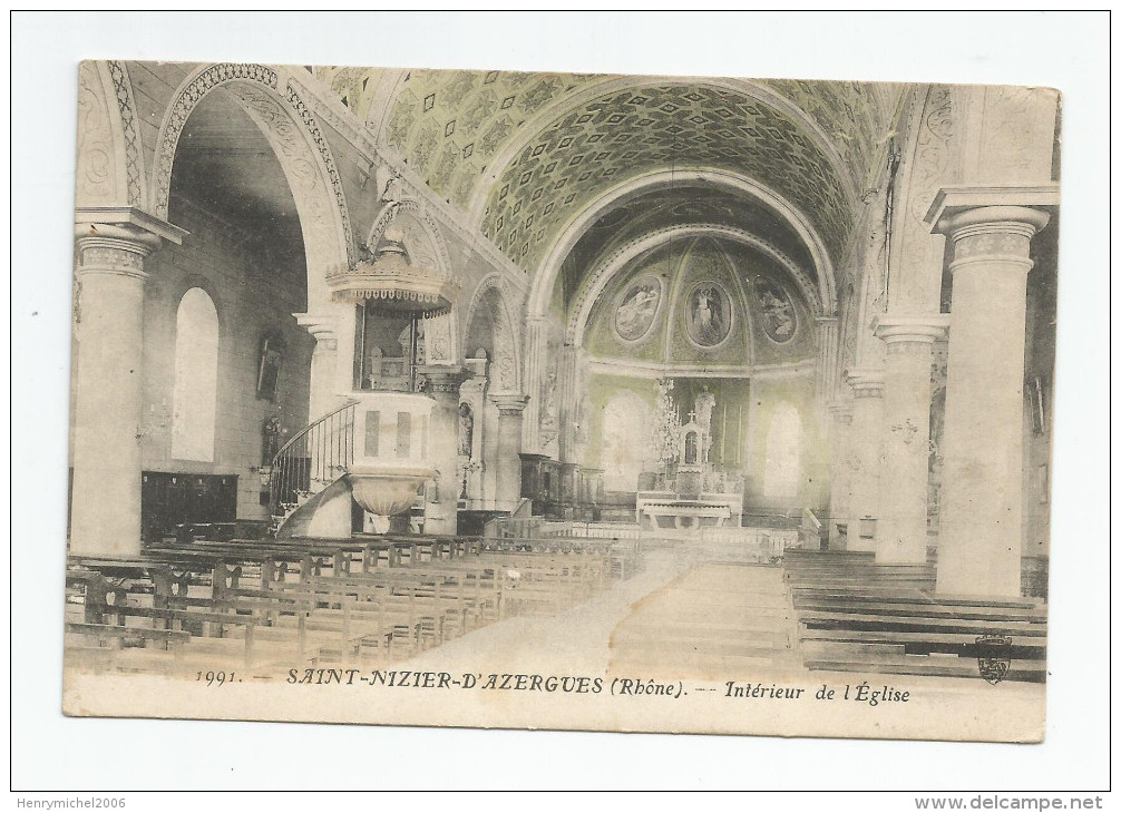 Rhone - 69 - St Saint Nizier D'azergues Intérieur De L'église 1914 - Autres & Non Classés