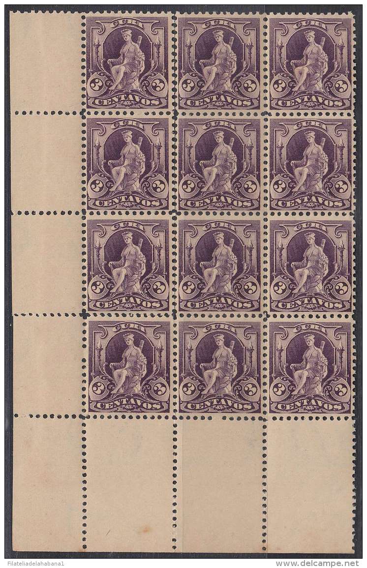 1899-284 CUBA US OCCUPATION. 1899. Ed.32. 3c FUENTE DE LA INDIA. BLOCK 12 MNH. - Nuovi