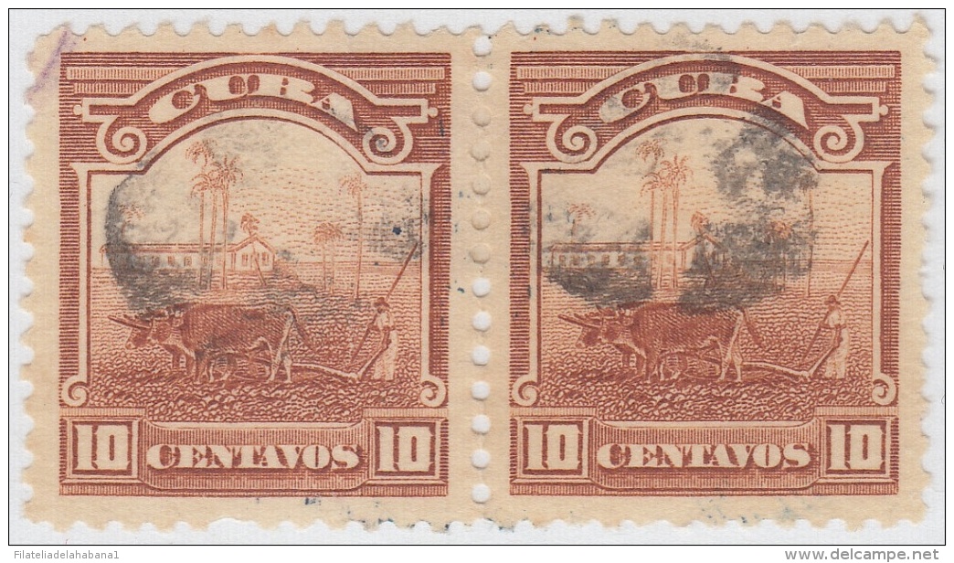 1905-120 CUBA REPUBLICA. 1905. Ed.179. 10c CAMPO ARADO. FANCY STAR PAIR CANCEL. - Neufs