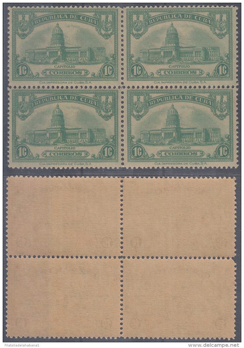 1929-54 CUBA REPUBLICA. 1929. Ed.234. 1c CAPITOLIO NACIONAL. CAPITOL. BLOCK 4 ORIGINAL GUM. - Ongebruikt