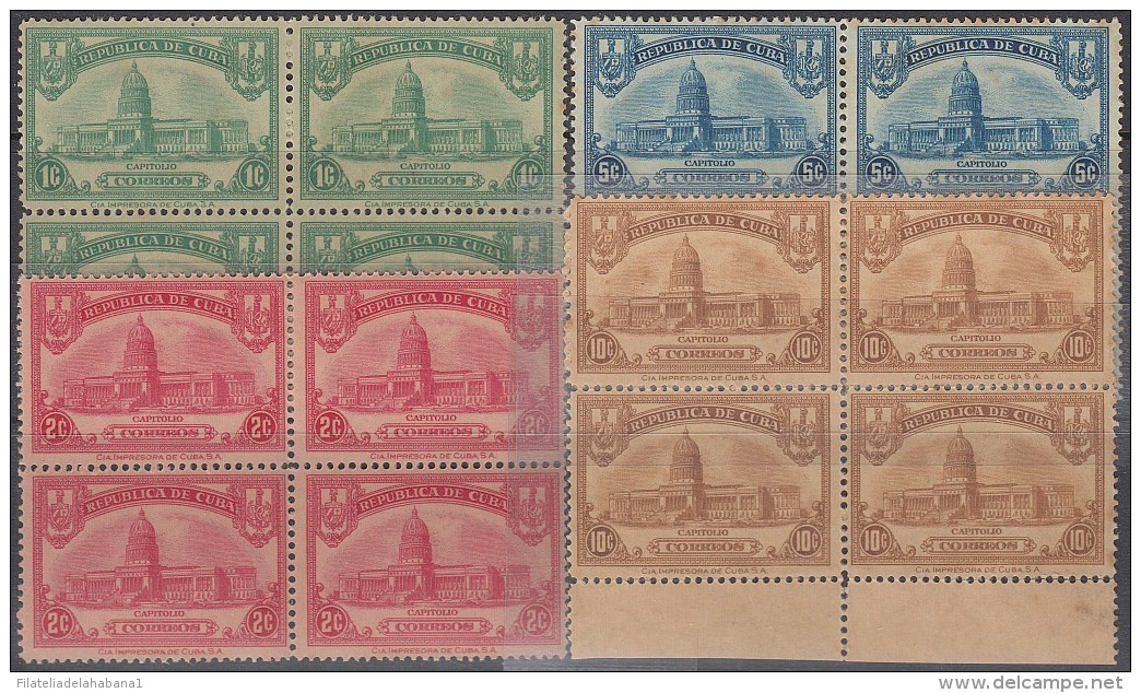 1929-66 CUBA REPUBLICA. 1929. Ed.234-8. 1-20c CAPITOLIO NACIONAL. CAPITOL. BLOCK 4 ORIGINAL GUM. - Neufs