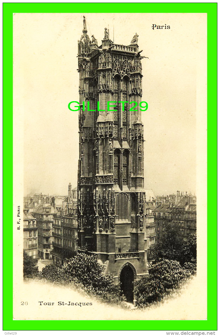 PARIS (75) - TOUR ST-JACQUES - B. F. - DOS NON DIVISÉ - - Other Monuments