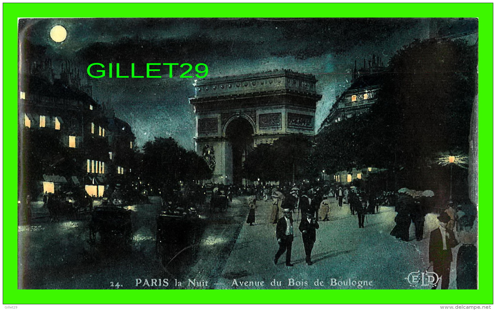 PARIS (75) - LA NUIT, AVENUE DU BOIS DE BOULOGNE - E. L. D. - ÉCRITE EN 1907 - - Paris By Night