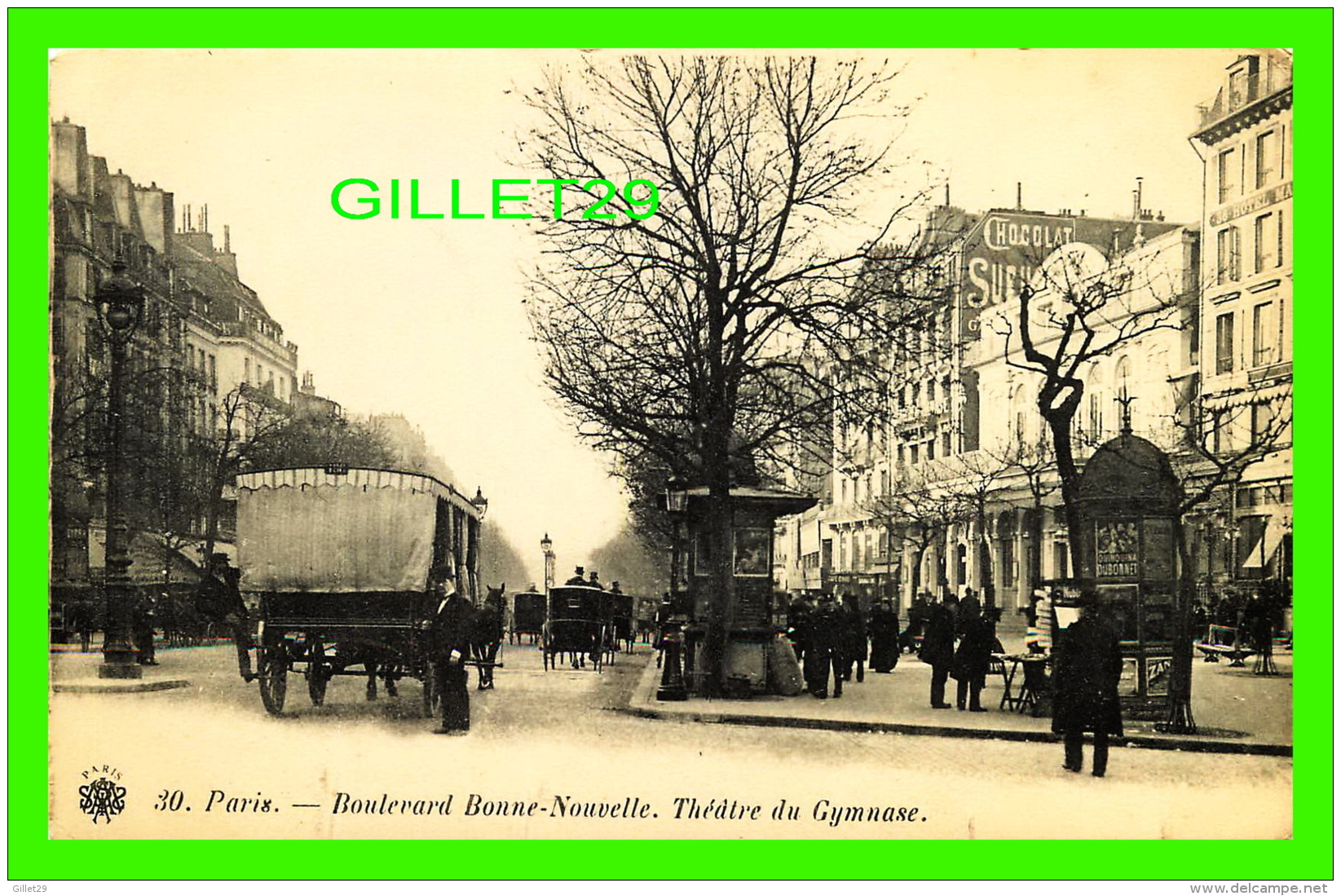 PARIS (75) - THÉÂTRE DU GYMNASE ET LE BOULEVARD BONNE-NOUVELLE  EN 1900 - ANIMÉE - DOS NON DIVISÉ - - Other Monuments