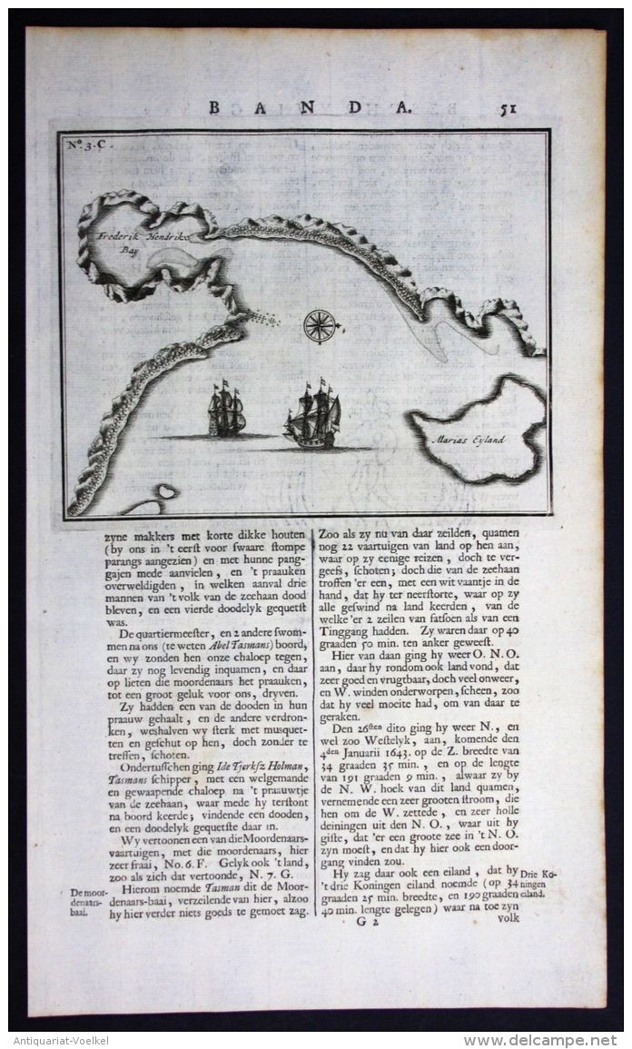 - Tasmania Marion Bay Australia Valentijn Engraving Map - Stiche & Gravuren