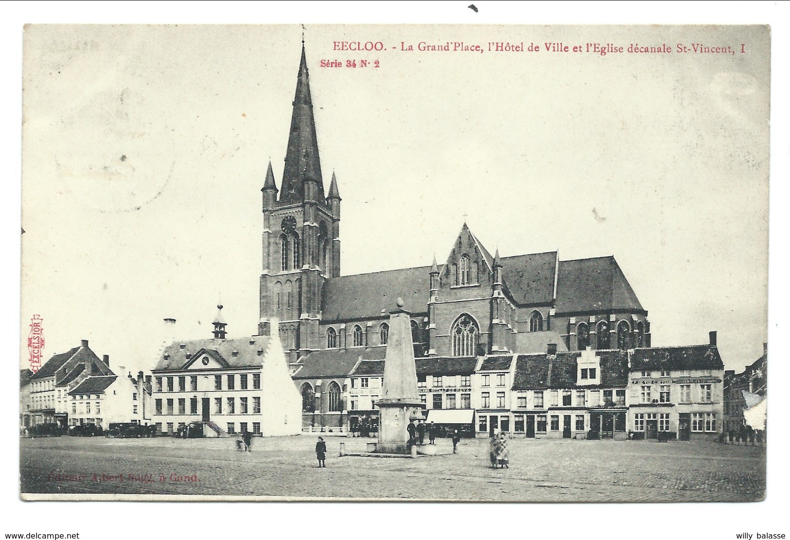 +++ CPA - EEKLO - EECLOO - La Grand'Place ,l'Hôtel De Ville Et L'Eglise St Vincent - Albert Sugg Série 34 N 2  // - Eeklo