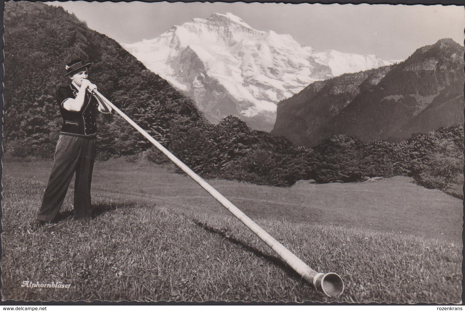 Postcard CPA Alphornblaser Cor Des Alpes Blaser Alpenhoorn Schweiz Suisse Switzerland Zwitserland - Horn