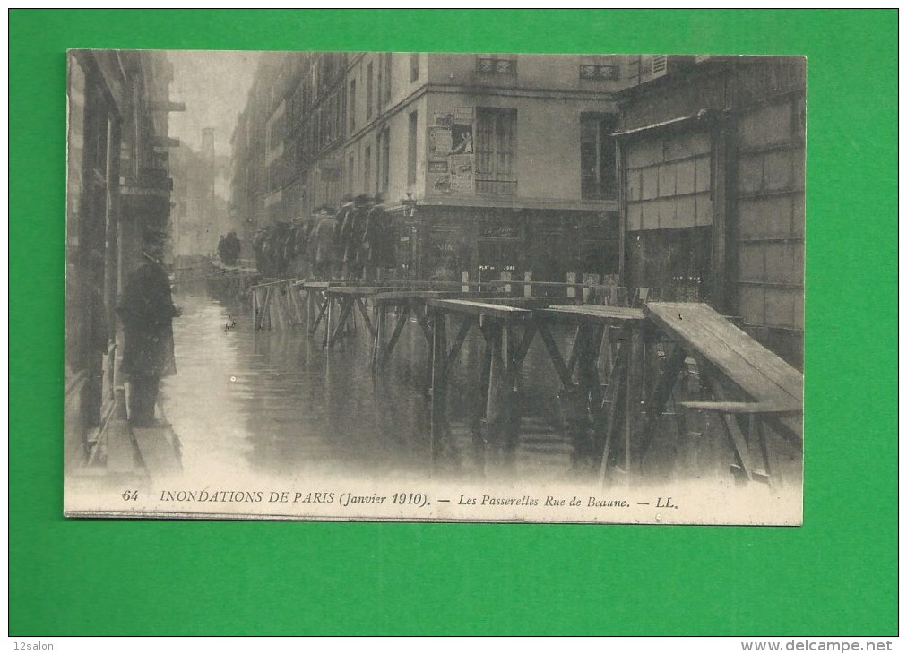 CP 0133 PARIS INONDATIONS 1910 Paserelle Rue De Beaune - Paris Flood, 1910