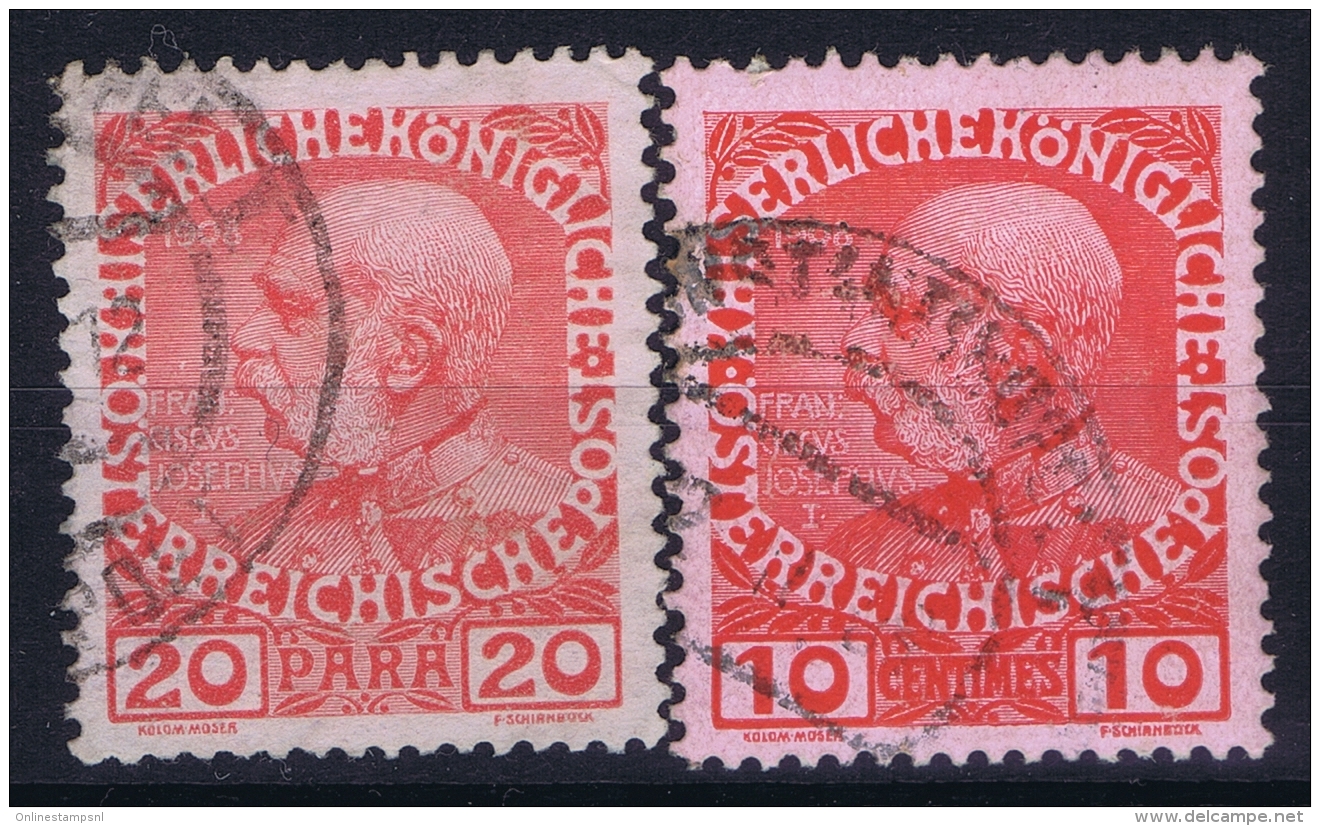 Austria: Levant  Mi Nrs 62 + 45  Yv 16 + 46a  Glansloz. - Levant Autrichien