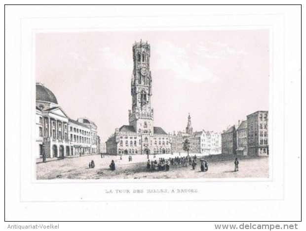 Brugge Bruges Tour Des Halles Lithographie Lithograph - Stiche & Gravuren